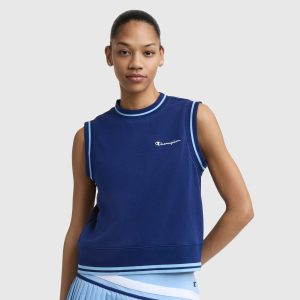 Country Club Sleeveless Top. Embroidered Script Logo